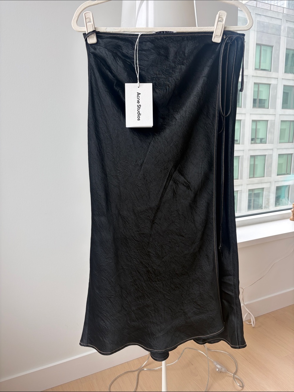 Acne Studios Black Wrap Midi Skirt